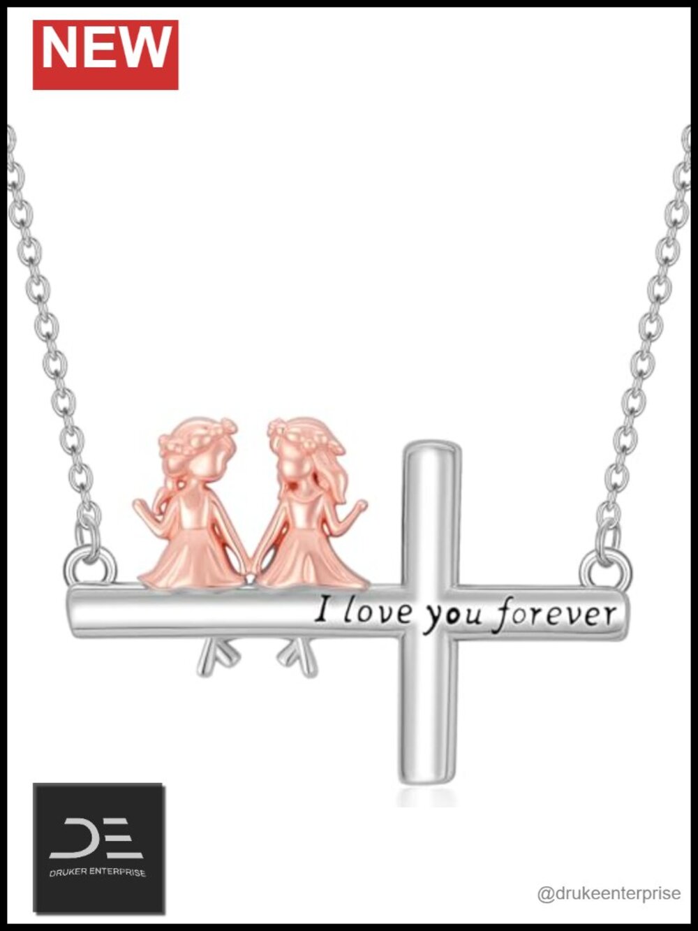 925 Sterling Silver Cross Pendant Necklace Sister Gift